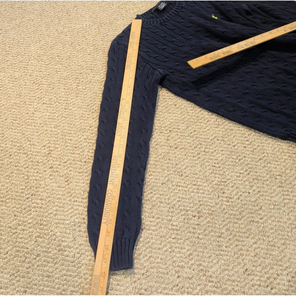 Ralph Lauren Sport Cable Knit Sweater Womens XL Blue Preppy Academia Classic